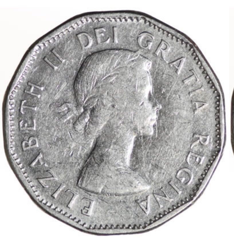 1957 Canadian Five Cent Nickel Coin  coin collectible - Main Image 2