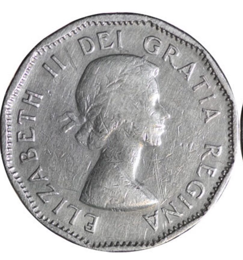 1958 Canadian Five Cent Nickel Coin  coin collectible - Main Image 2