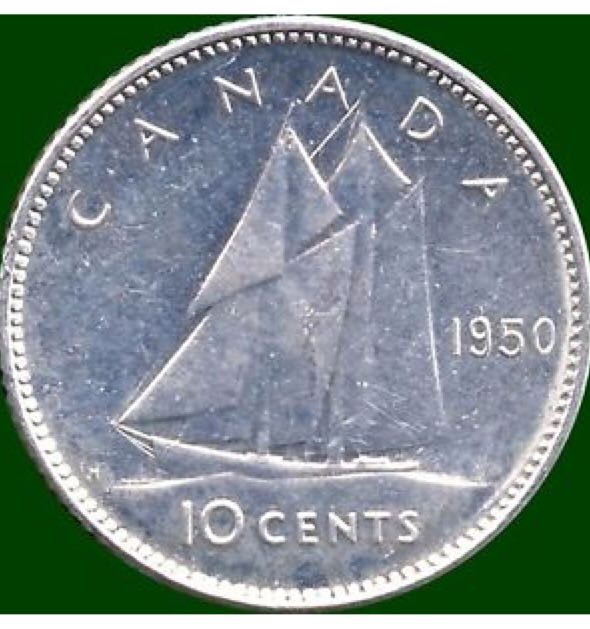 1938 Canadian Ten Cent Silver Coin