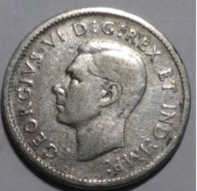 1943 Canadian Twenty Five Cent Silver Quarter  coin collectible - Main Image 2