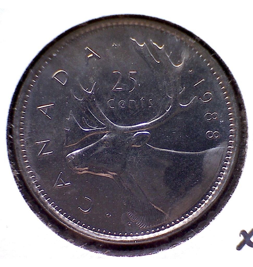 1988 Canadian Twenty Five Cent Nickel Quarter  coin collectible - Main Image 1