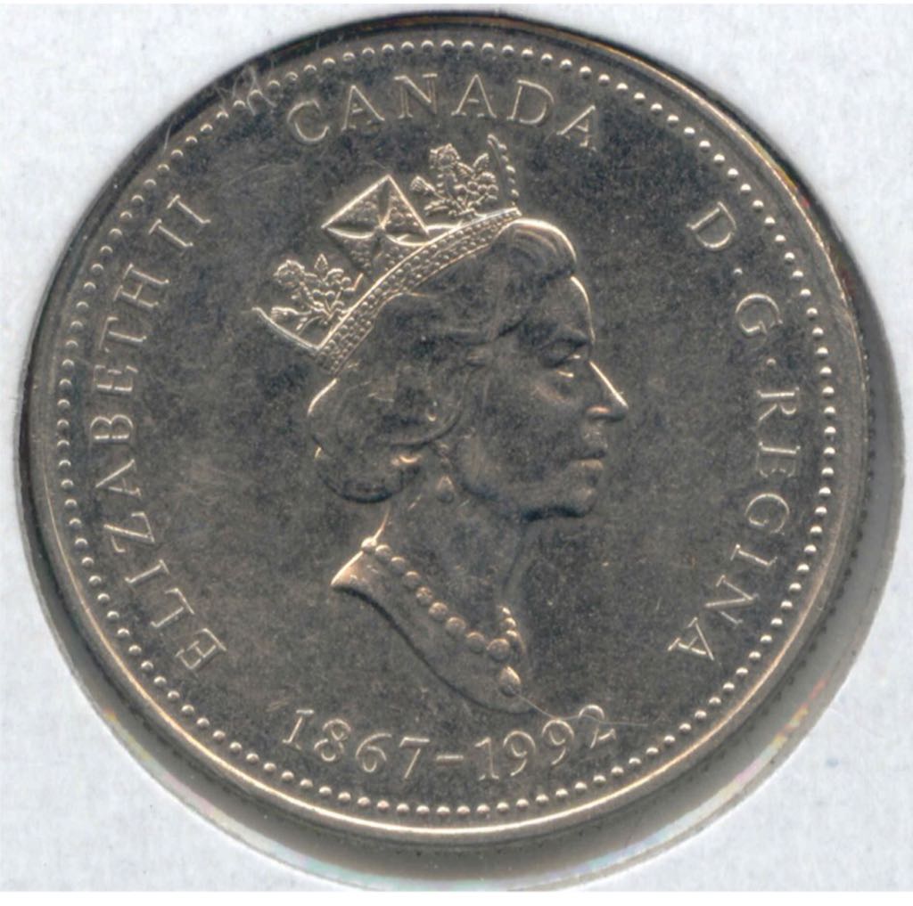 1992(1867) Canadian YT Twenty Five Cent Nickel Quarter  coin collectible - Main Image 2