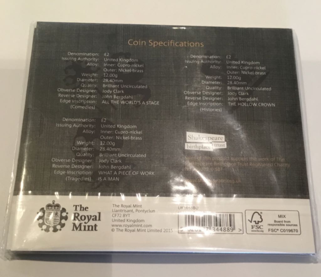 2016 £2 Shakespeare  coin collectible - Main Image 2