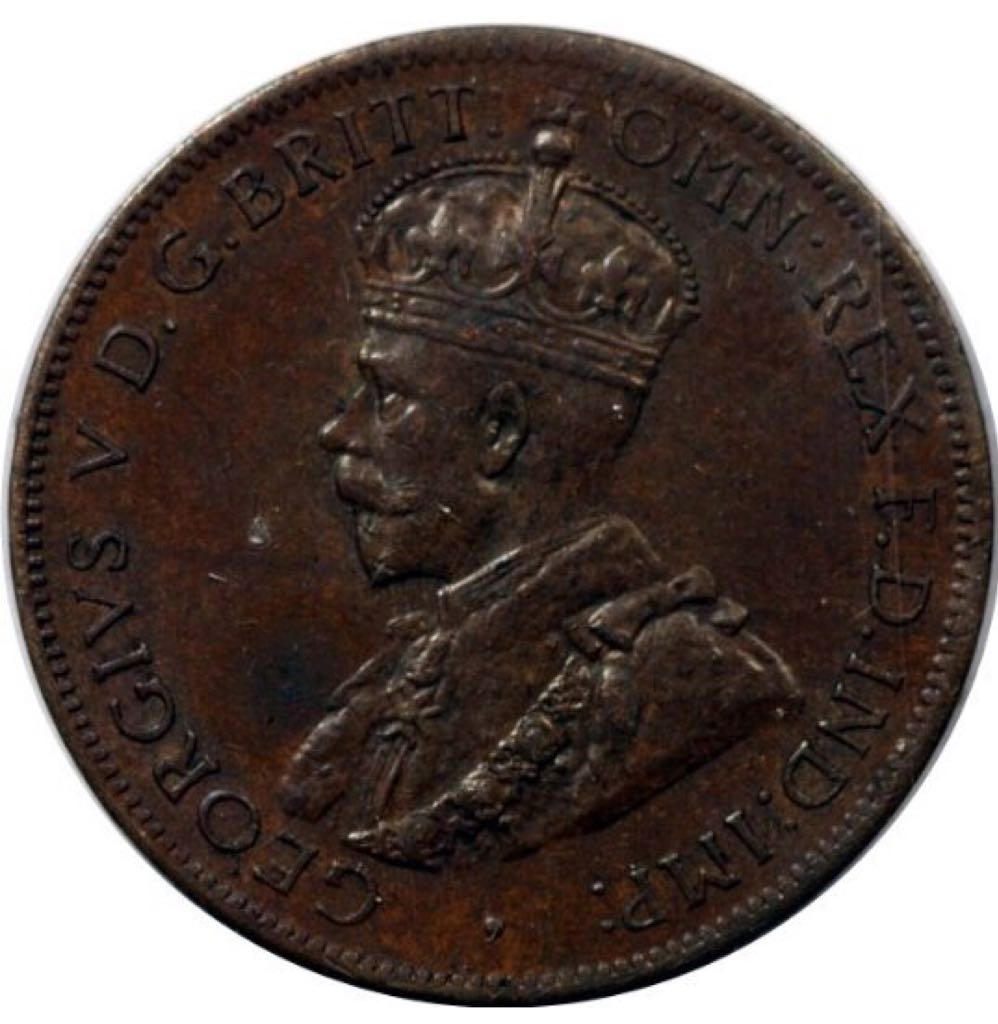 1921 Canadian One Cent Small Copper Penny  coin collectible - Main Image 2