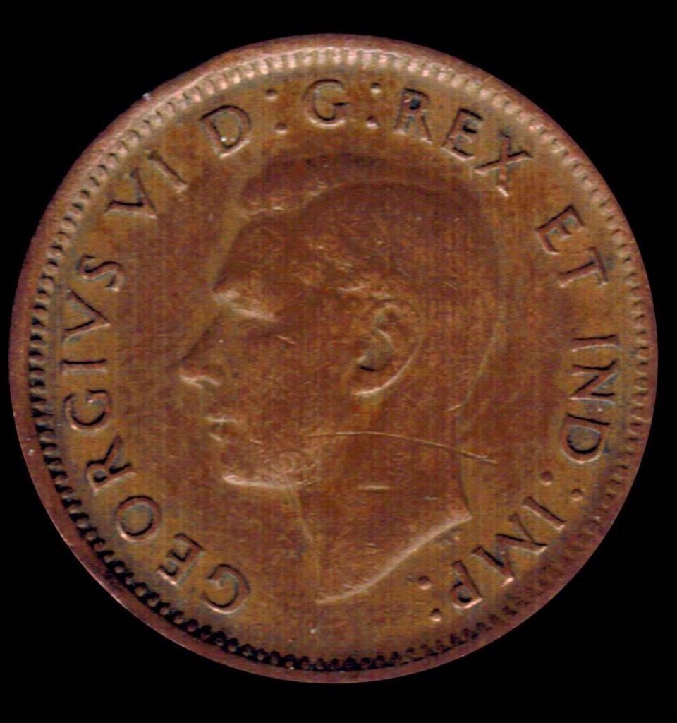 1937 Canadian One Cent Penny Copper  coin collectible - Main Image 2