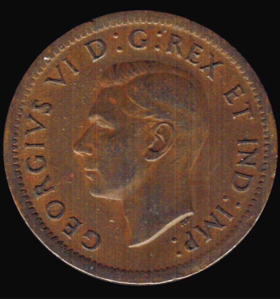1938 Canadian One Cent Penny Copper  coin collectible - Main Image 2