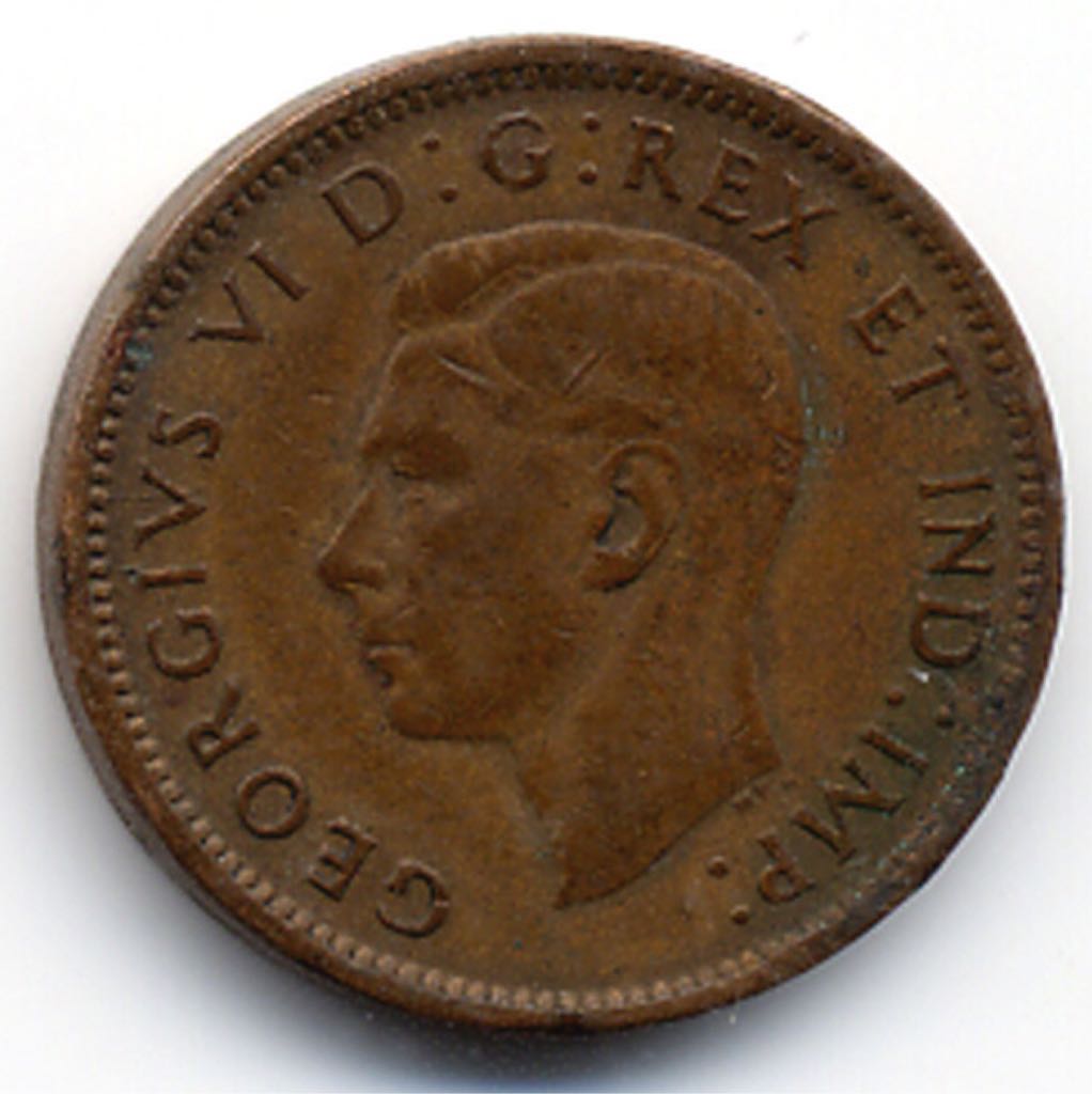 1943 Canadian One Cent Penny Copper  coin collectible - Main Image 2