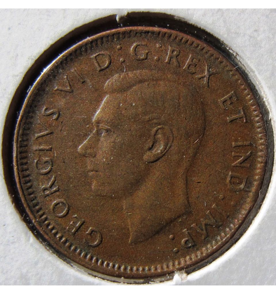 1944 Canadian One Penny Copper  coin collectible - Main Image 2