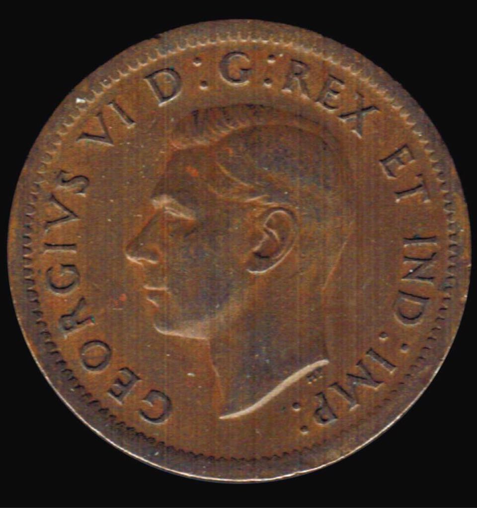 1946 Canadian One Cent Penny Copper  coin collectible - Main Image 2