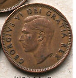 1948 Canadian One Cent Penny Copper A Points To  coin collectible - Main Image 2