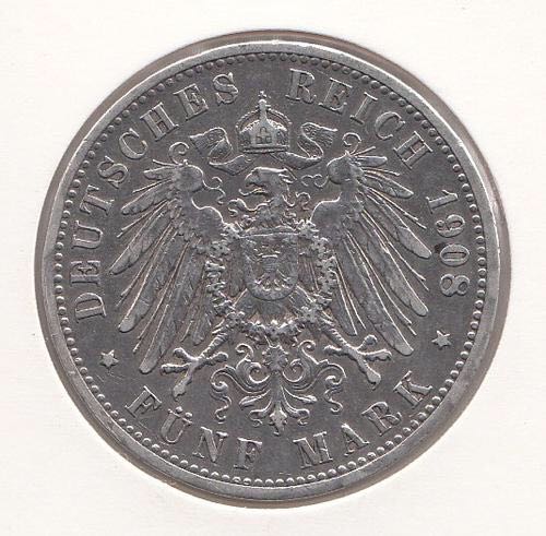 1908 Deutsches Reich Funf Mark  coin collectible - Main Image 2