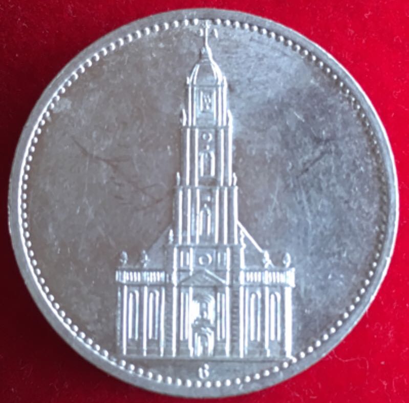 5 Reichsmark 1934G Church  coin collectible - Main Image 2