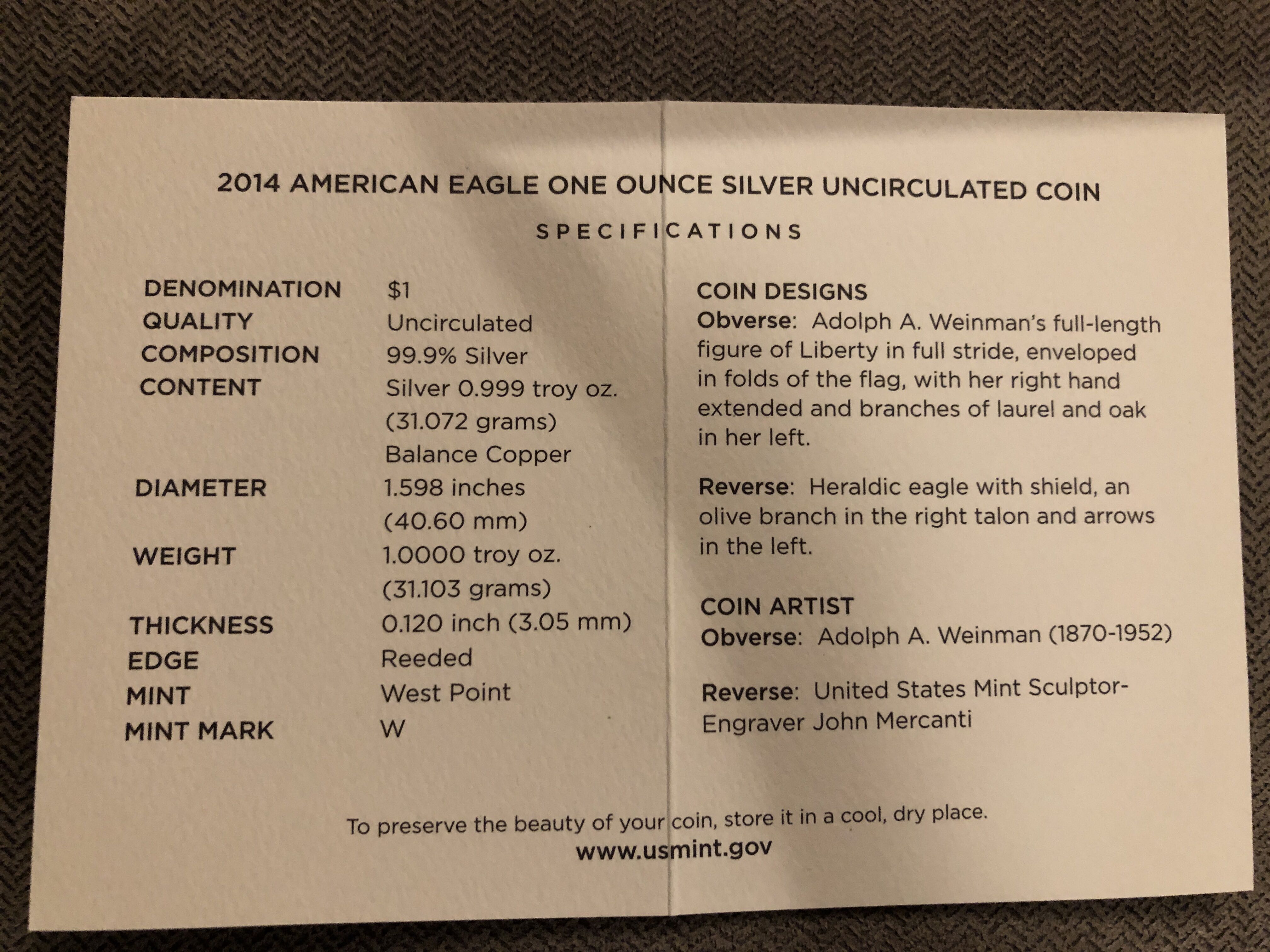 American Eagle One Ounce Uncirculated Silver Coin  coin collectible - Main Image 4