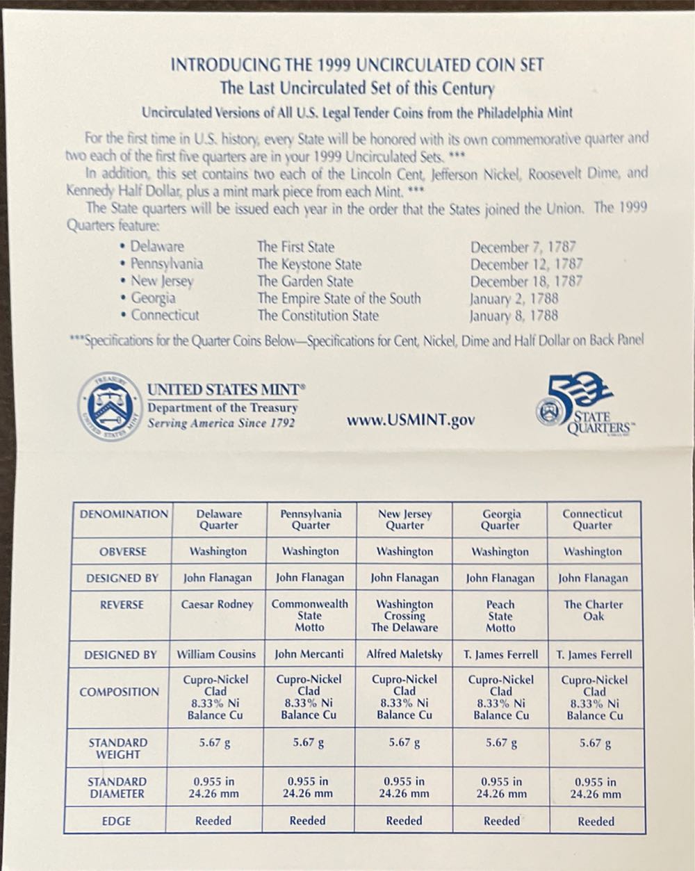 1999 D Uncirculated Coin Set  coin collectible - Main Image 4