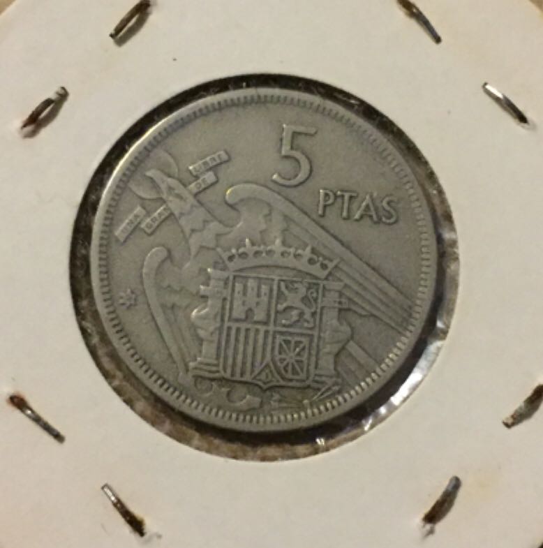1957 Spain 5 Pesetas  coin collectible - Main Image 2
