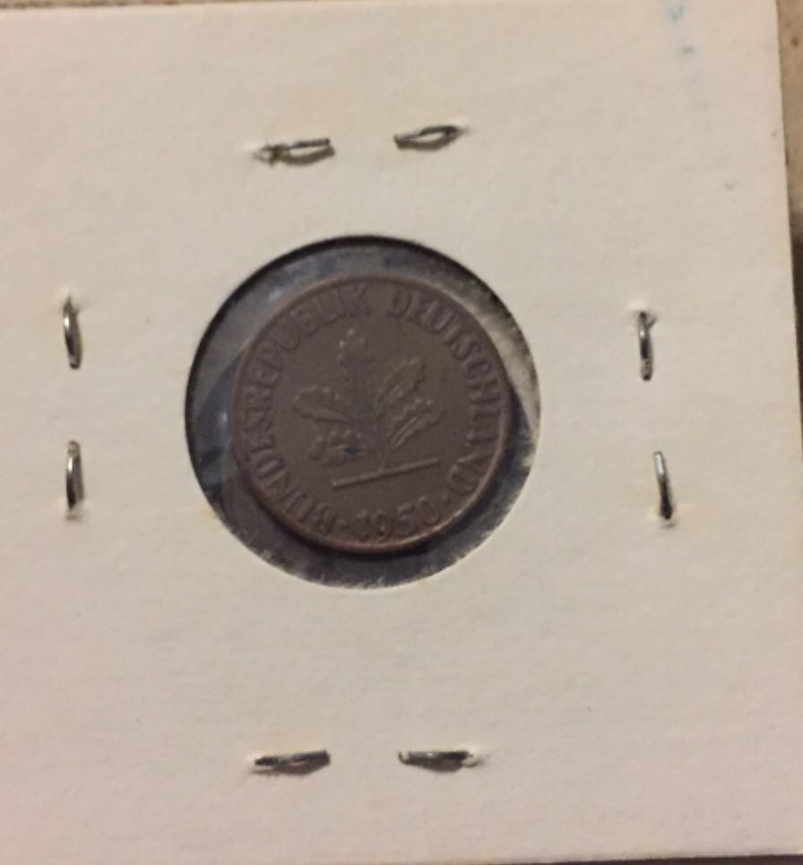 1950 German 1 Pfennig  coin collectible - Main Image 2