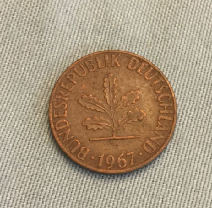 1967 German 1 Pfennig  coin collectible - Main Image 2
