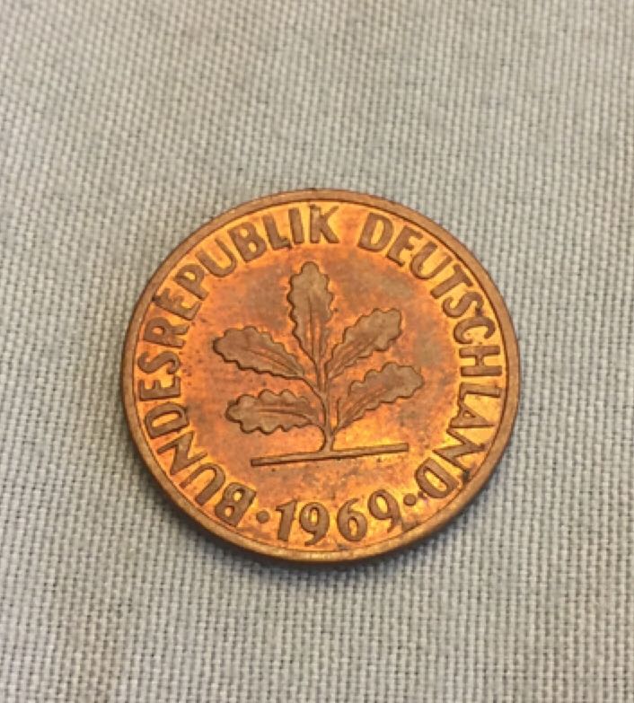 1969 German 2 Pfennig  coin collectible - Main Image 2