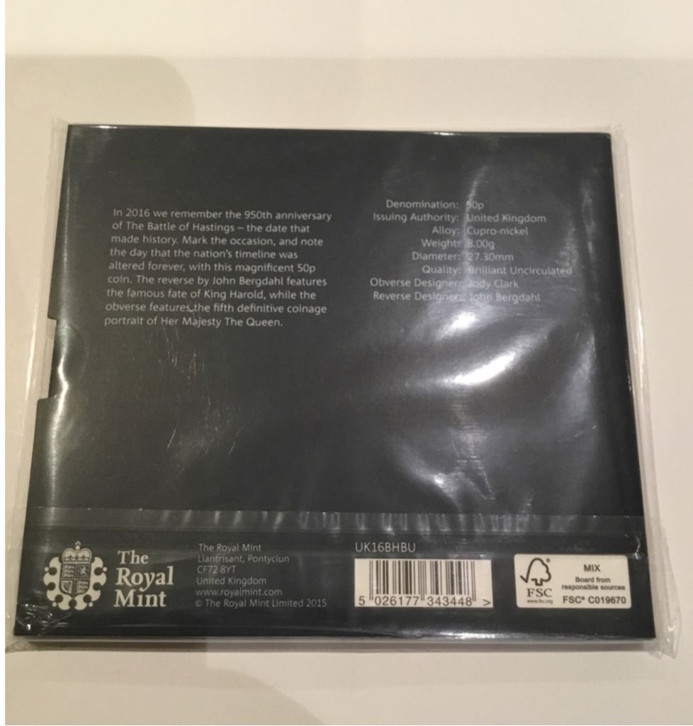 Battle Of Hasting 1066-2016 50p  coin collectible - Main Image 2