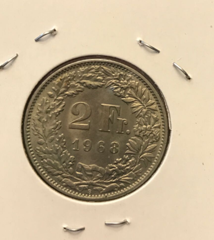 1968 Switzerland 2 Franc  coin collectible - Main Image 2