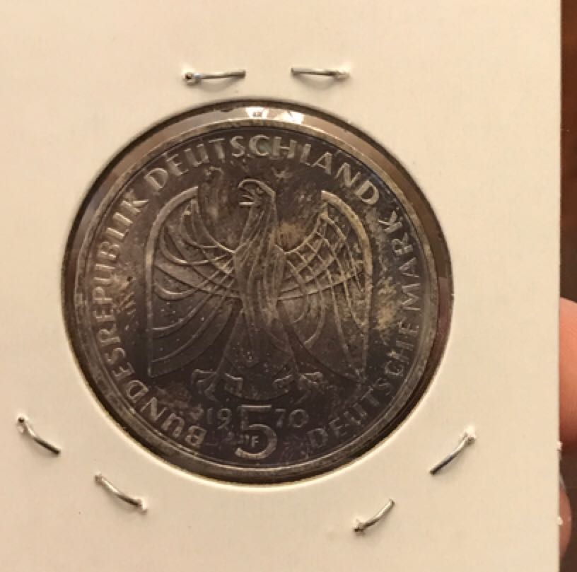 1970 German Beethoven 5 Mark  coin collectible - Main Image 2