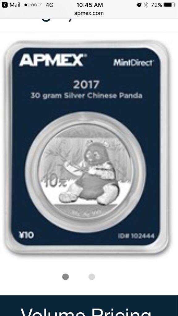 Panda 2017 China 30 gram Silver Panda BU (MintDirect® Single) (102444) coin collectible - Main Image 1