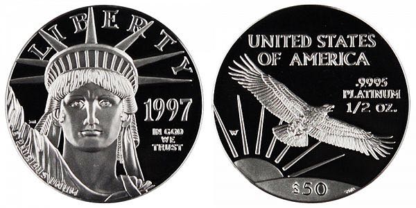 1997 Platinum Eagle 1/2oz  coin collectible - Main Image 2