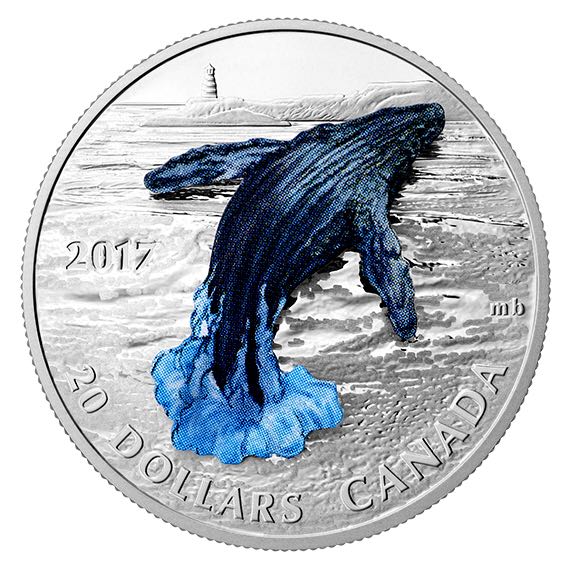 3D Breaching Whale Silver coin collectible - Main Image 1