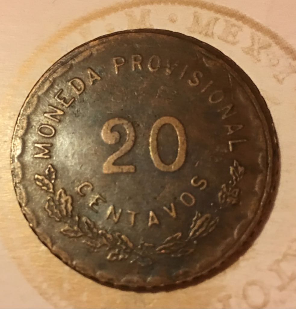 *20 Centavos Moneda Provisional(Oaxaca)  coin collectible - Main Image 2