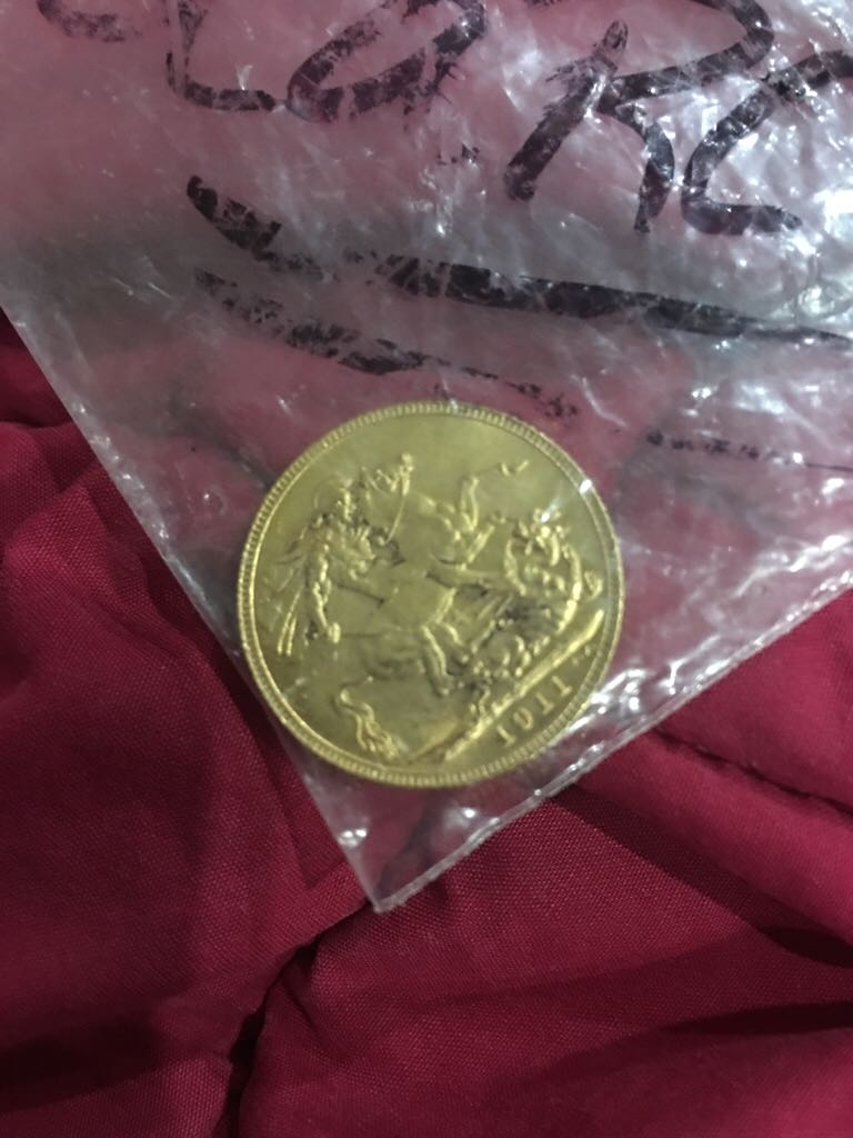 1911-1936 British Gold Half Sovereign George V Avg Circ  coin collectible - Main Image 2