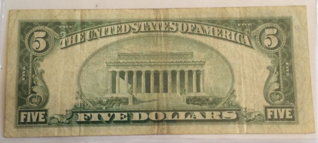 1934 C Silver $5 Bill  coin collectible - Main Image 2