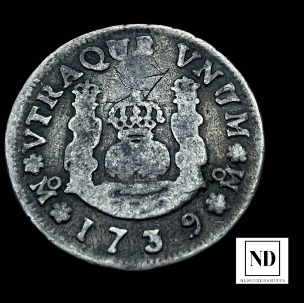 1 Real Columnario Philips V 1739 Mo MF  coin collectible - Main Image 3