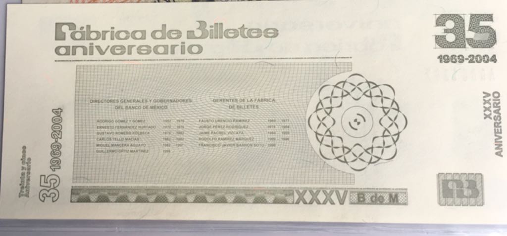 Aniversario De La Fabrica De Billetes (XXXV)  coin collectible - Main Image 2