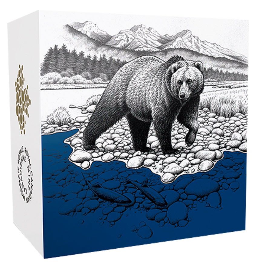 Grizzly Bear with Blue Enamel  coin collectible - Main Image 2