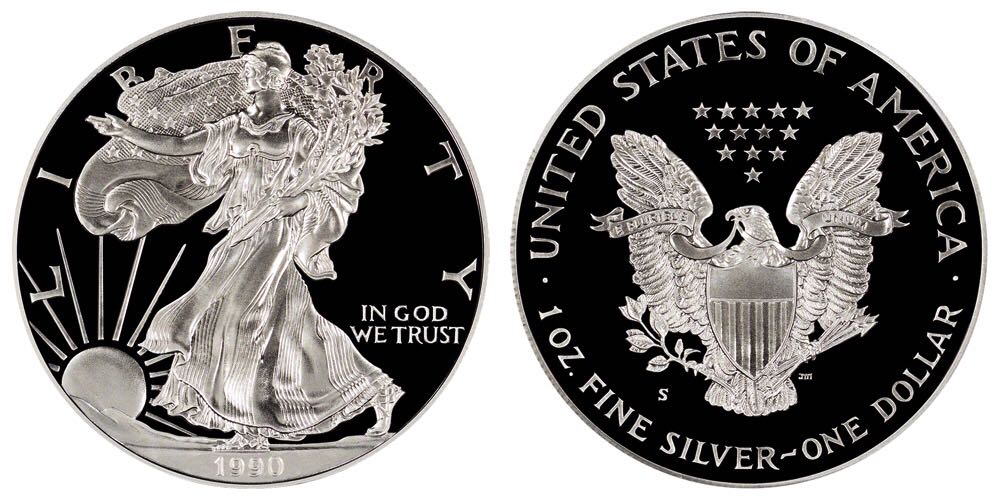 Eagle Silver Dollar 1990  coin collectible - Main Image 2