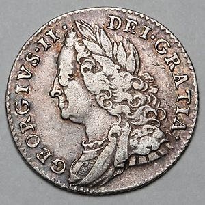 1757 King George ll Silver Sixpence  coin collectible - Main Image 2
