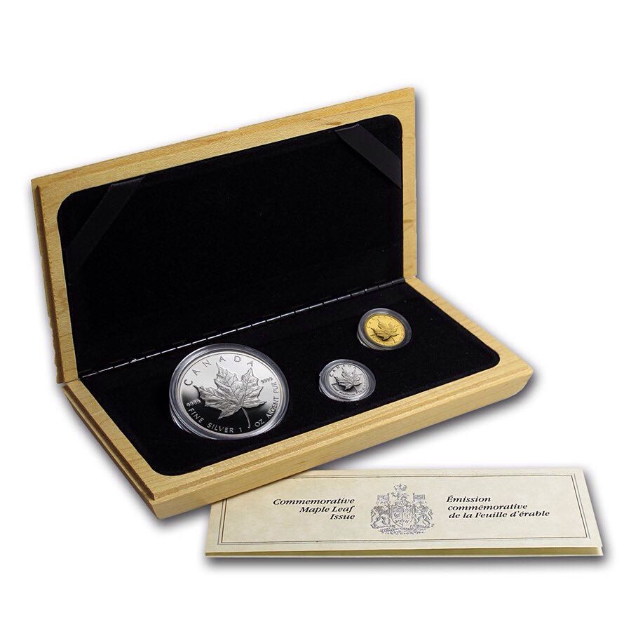 Canada 1979-1989 10th Anniversary Maple Leaf Proof Gold Platinum Silver   coin collectible - Main Image 1