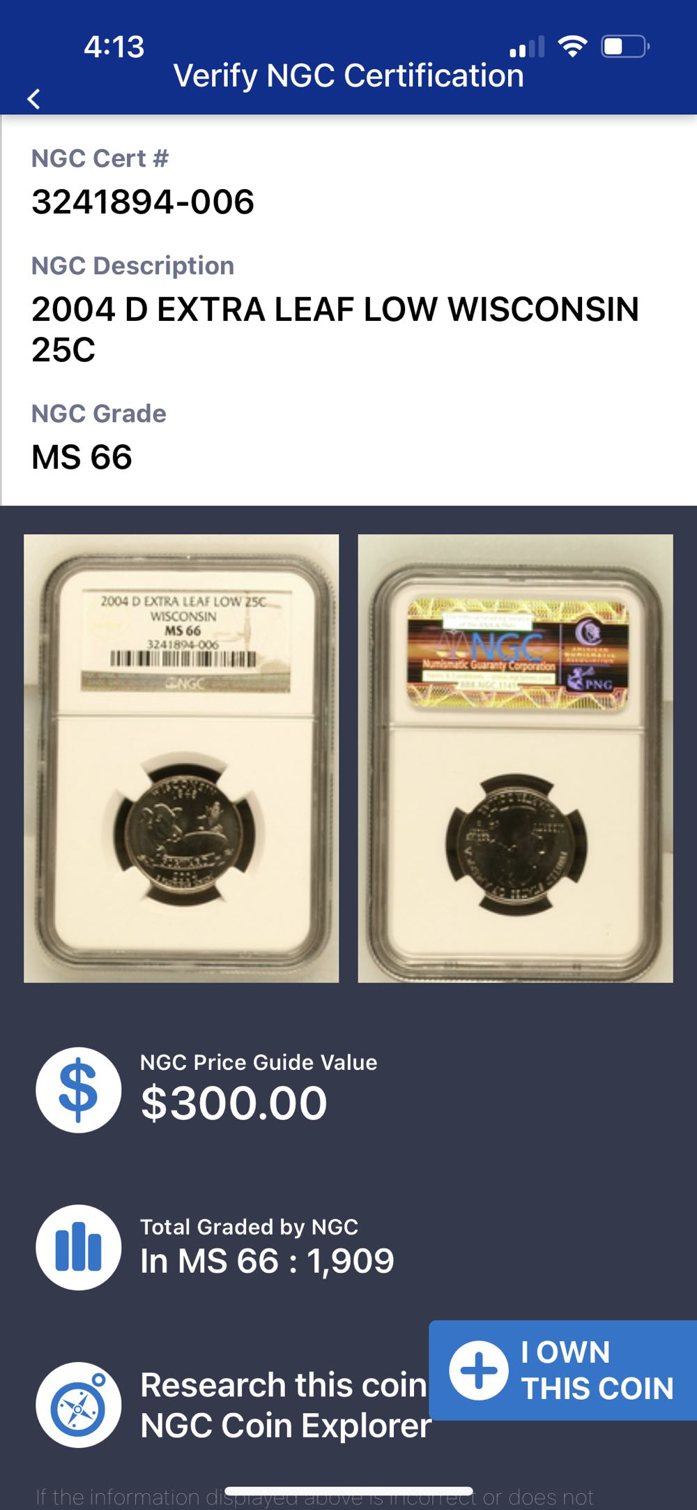 State Quarter Wisconsin 2004-D (Extra Leaf Low)  coin collectible - Main Image 3