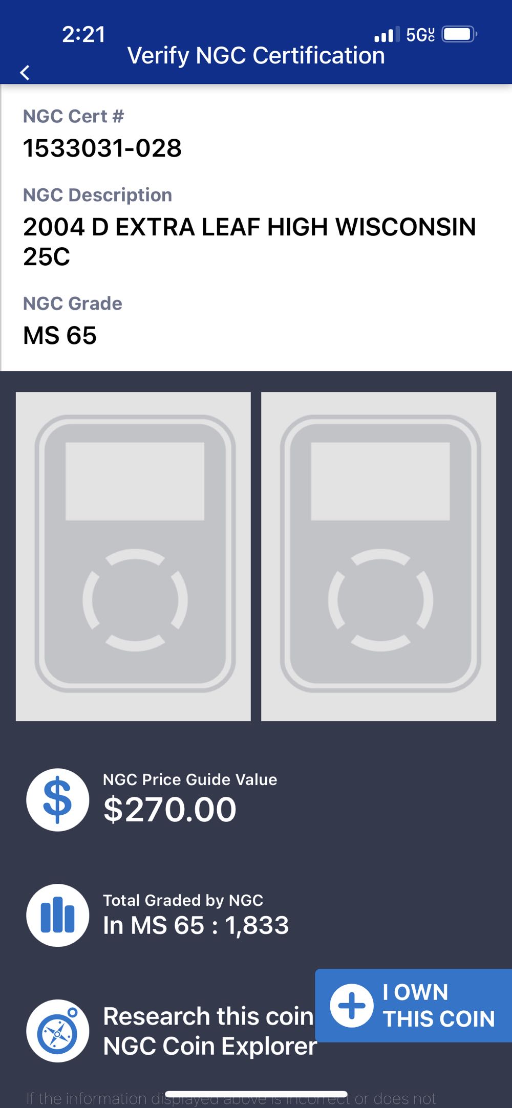 State Quarter Wisconsin 2004-D (Extra Leaf High)  coin collectible - Main Image 3