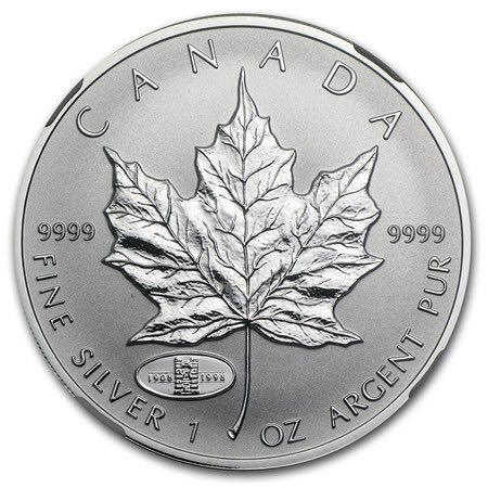 90th Anniversary Royal Canadian Mint Silver Maple Leaf  coin collectible - Main Image 2