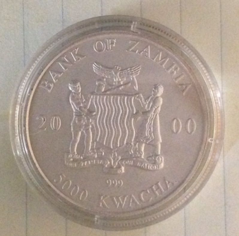 Zambia 5000 Kwacha Silver Elephant   coin collectible - Main Image 2