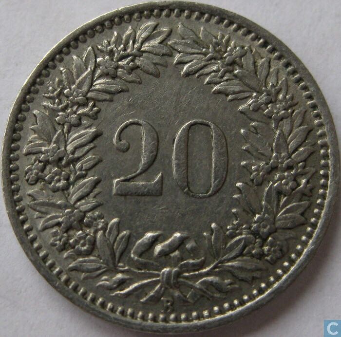 Switzerland 20 Rappen  coin collectible - Main Image 2