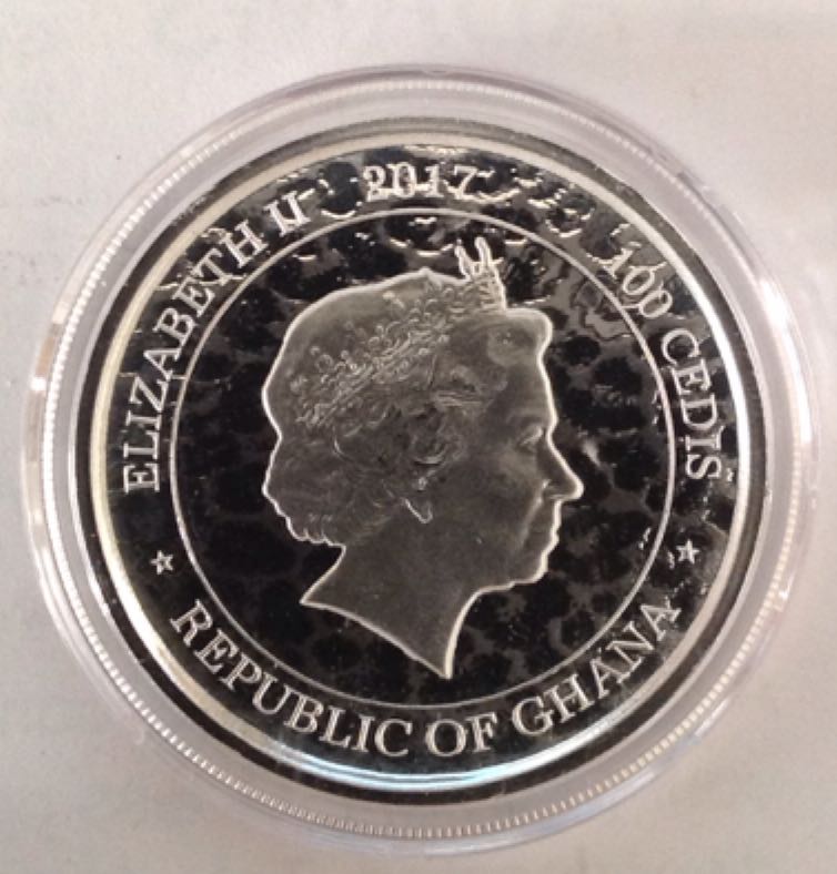 Republic Of Ghana 100 Cedi 1 Oz Silver African Leopard coin collectible - Main Image 2