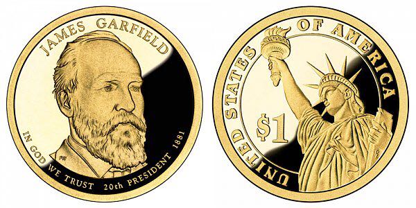 2011 P James A Garfield Golden Dollar  coin collectible - Main Image 2