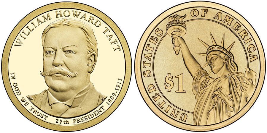 2013 P William Howard Taft Golden Dollar  coin collectible - Main Image 2