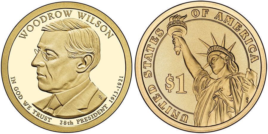 2013 D Woodrow Wilson Golden Dollar  coin collectible - Main Image 2