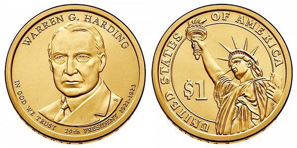 2014 P Warren Harding Golden Dollar  coin collectible - Main Image 2
