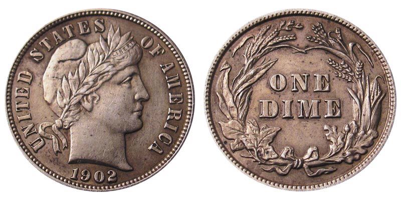 1902 Barber Dime  coin collectible - Main Image 1