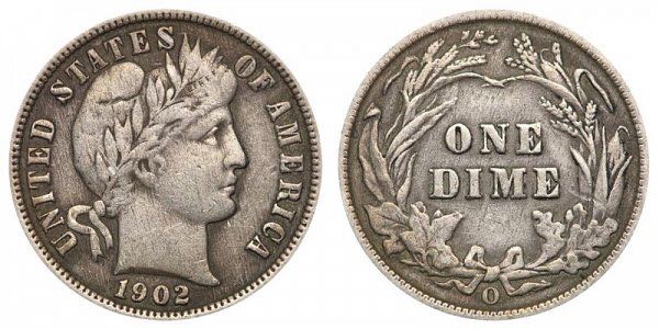 Barber Dime 1902.O  coin collectible - Main Image 2