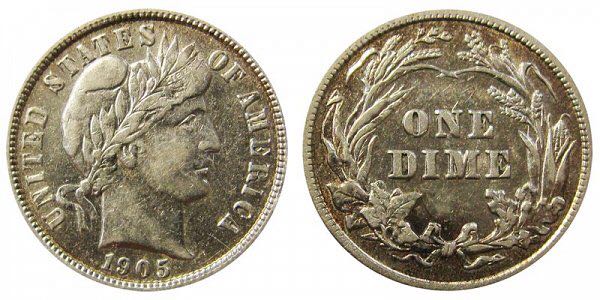 Barber Dime 1905.S  coin collectible - Main Image 2